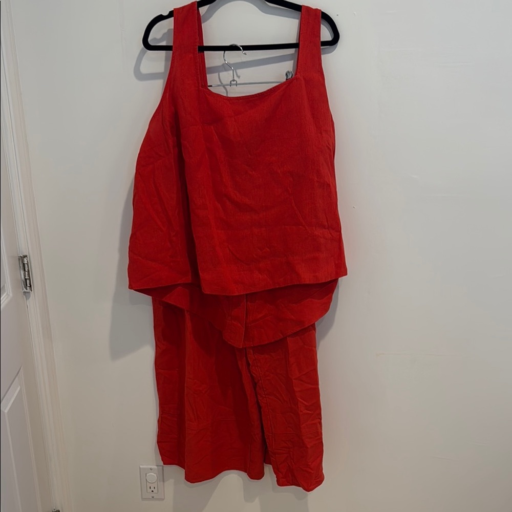 LC Lauren Conrad Bright Red Sleeveless Two-Piece Pantsuit